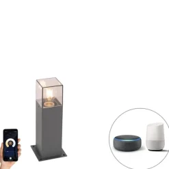 QAZQA Intelligente industrielle Steh-Außenleuchte Anthrazit 30 cm inkl. WLAN P45 - Dänemark