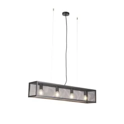 QAZQA Intelligente industrielle Hängelampe schwarz inkl. 4 WiFi A60 - Käfig