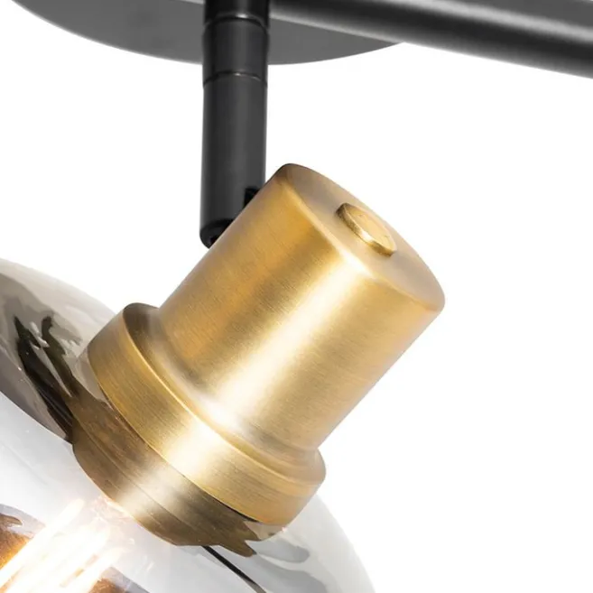 QAZQA Intelligenter Deckenstrahler schwarz mit Rauchglas länglich inkl. 3 Wifi P45 - Zuzanna