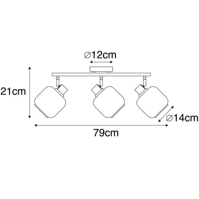 QAZQA Intelligenter Deckenstrahler schwarz mit Rauchglas länglich inkl. 3 Wifi P45 - Zuzanna