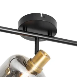 QAZQA Intelligenter Deckenstrahler schwarz mit Rauchglas länglich inkl. 3 Wifi P45 - Zuzanna