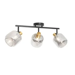 QAZQA Intelligenter Deckenstrahler schwarz mit Rauchglas länglich inkl. 3 Wifi P45 - Zuzanna