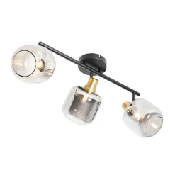 QAZQA Intelligenter Deckenstrahler schwarz mit Rauchglas länglich inkl. 3 Wifi P45 - Zuzanna