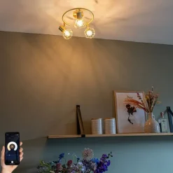 QAZQA Intelligenter Strahler Messing dreh- und kippbar inkl. 3 Wifi P45 - Mosh