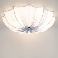 Kinder QAZQA Japandi Deckenleuchte Grau Seide 52cm 3-flammig - Plu