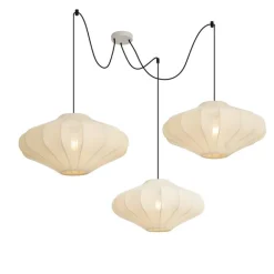 QAZQA Japandi Hängelampe Beige 50cm 3-flammig - Plu