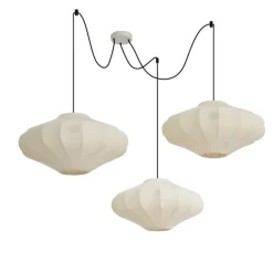 QAZQA Japandi Hängelampe Beige 50cm 3-flammig - Plu