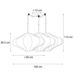 QAZQA Japandi Hängelampe Beige 50cm 3-flammig - Plu