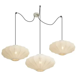 QAZQA Japandi Hängelampe Beige 50cm 3-flammig - Plu