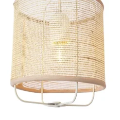 QAZQA Japandi Hängelampe Beige mit Stoffschirmen 6-flammig - Yente