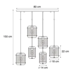 QAZQA Japandi Hängelampe Beige mit Stoffschirmen 6-flammig - Yente