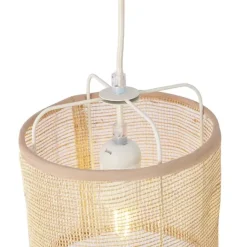 QAZQA Japandi Hängelampe Beige mit Stoffschirmen 6-flammig - Yente