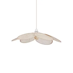 QAZQA Japandi Hängelampe Creme mit Leinenschirm - Aisha