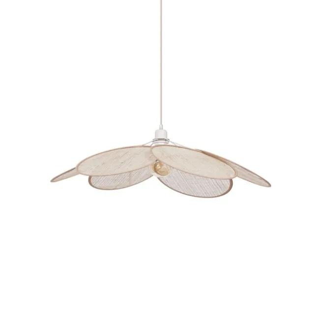 QAZQA Japandi Hängelampe Creme mit Leinenschirm - Aisha