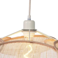 QAZQA Japandi Hängelampe Creme mit Leinenschirm - Aisha