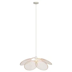 QAZQA Japandi Hängelampe Creme mit Leinenschirm - Aisha