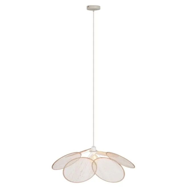 QAZQA Japandi Hängelampe Creme mit Leinenschirm - Aisha