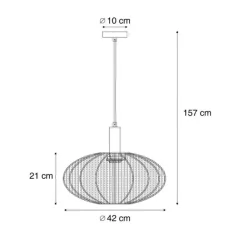 QAZQA Japandi Hängelampe Schwarz mit braunem Stoffschirm - Bida