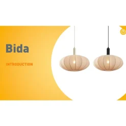 QAZQA Japandi Hängelampe Schwarz mit braunem Stoffschirm - Bida