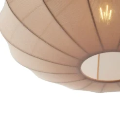 QAZQA Japandi Hängelampe Schwarz mit braunem Stoffschirm - Bida