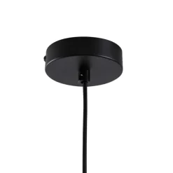 QAZQA Japandi Hängelampe Schwarz mit braunem Stoffschirm - Bida