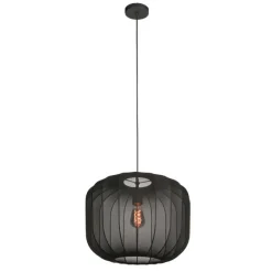 Anne Light & Home Japandi Pendelleuchte Schwarz mit Stoffschirm 45cm - Sable