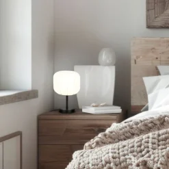 Trio Leuchten Japandi Tischleuchte Schwarz mit Weiß - Madleine