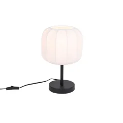 Trio Leuchten Japandi Tischleuchte Schwarz mit Weiß - Madleine