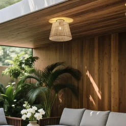 QAZQA Japandi-Deckenleuchte für den Außenbereich mit beigem Seil IP54 - Jayla