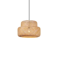 QAZQA Japandi-Pendelleuchte Schwarz mit Bambus - Kea