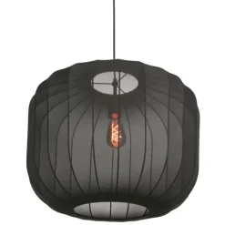 Anne Light & Home Japandi-Pendelleuchte Schwarz mit Stoffschirm 55cm - Sable