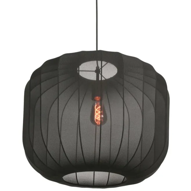 Anne Light & Home Japandi-Pendelleuchte Schwarz mit Stoffschirm 55cm - Sable
