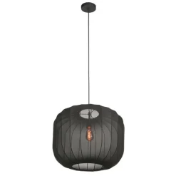 Anne Light & Home Japandi-Pendelleuchte Schwarz mit Stoffschirm 55cm - Sable