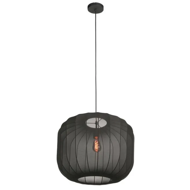 Anne Light & Home Japandi-Pendelleuchte Schwarz mit Stoffschirm 55cm - Sable