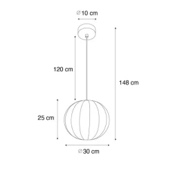 Kinder QAZQA Japandi-Pendelleuchte Weiß Seide 30cm - Plu