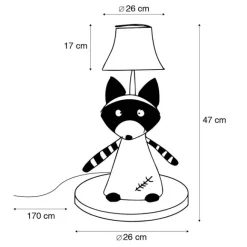 Kinder Happy Lamps Kinder Tischleuchte Waschbär Grau inkl. LED - Ben