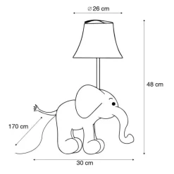 Kinder Happy Lamps Kindertischleuchte Elefant grau - Bobby