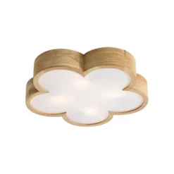 Kinder QAZQA Kinderzimmer-Deckenleuchte Holz mit Weiß - Lucille