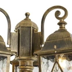 QAZQA Klassische Außenlaterne Antikgold mit klarem Glas 198cm IP44 - London