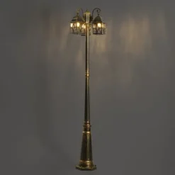 QAZQA Klassische Außenlaterne Antikgold mit klarem Glas 198cm IP44 - London