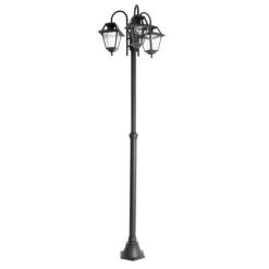 QAZQA Klassische Außenlaterne schwarz 235 cm 3-Licht IP44 - Berta