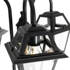 QAZQA Klassische Außenlaterne schwarz 235 cm 3-Licht IP44 - Berta