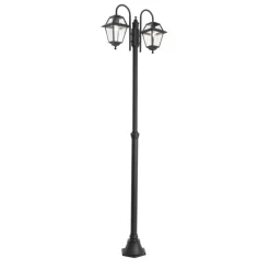 QAZQA Klassische Außenlaterne schwarz 235 cm 2-Licht IP44 - Berta