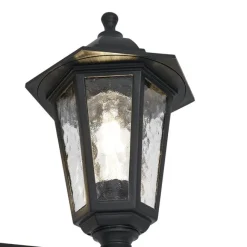 QAZQA Klassische Außenleuchte schwarz 217 cm IP44 - New Haven Gehämmert