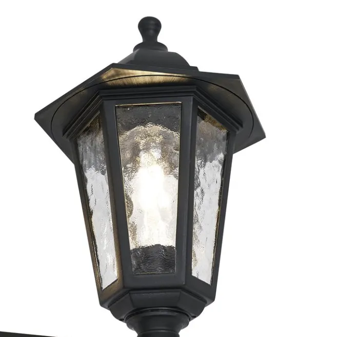 QAZQA Klassische Außenleuchte schwarz 217 cm IP44 - New Haven Gehämmert