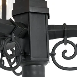 QAZQA Klassische Außenleuchte schwarz 217 cm IP44 - New Haven Gehämmert