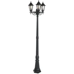 QAZQA Klassische Außenleuchte schwarz 217 cm IP44 - New Haven Gehämmert