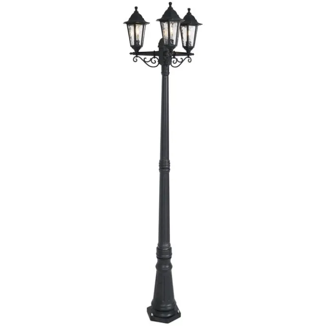 QAZQA Klassische Außenleuchte schwarz 217 cm IP44 - New Haven Gehämmert