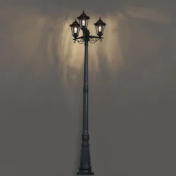 QAZQA Klassische Außenleuchte schwarz 217 cm IP44 - New Haven Gehämmert