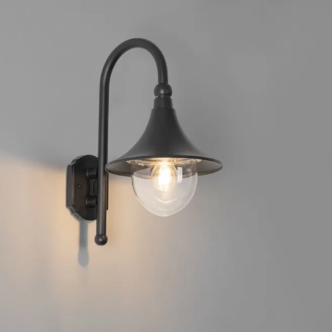 QAZQA Klassische Außenwandleuchte schwarz IP44 - Daphne